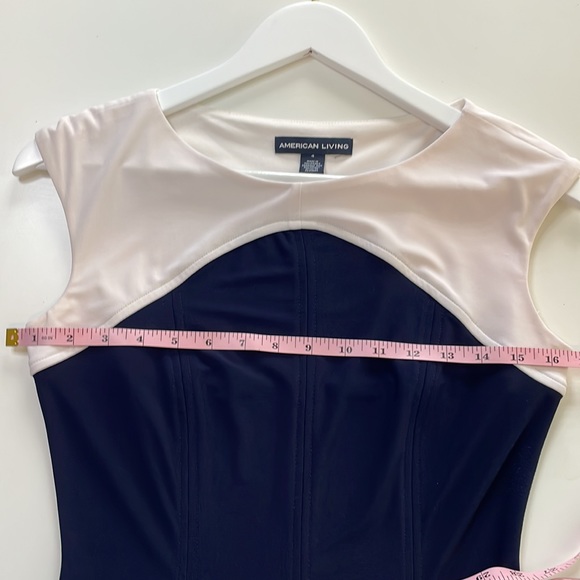 AMERICAN LIVING Two Tone Stripe Sleeveless Pullover Dress Nautical Coastal Size4 - Picture 7 of 8